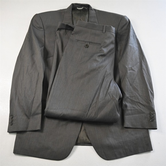 Vtg Vitale Barberis 44R 34x32 Brown Blue 100% Wool Mens Jacket Pants Suit